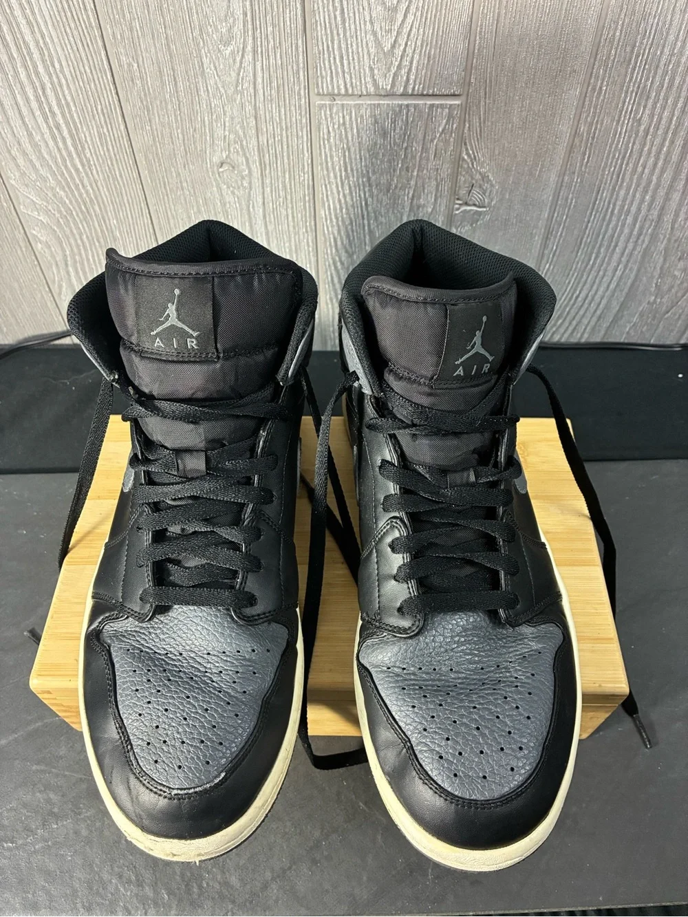 Nike Air Jordan 1 Retro Mid Black and Gray Men's Y2K Sneakers